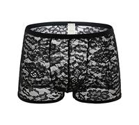 Générique Boxer Transparent Homme Sexy,String en Dentelle Culotte De Sexe Culotte en T Transparente Boxers Slips (Black, XXL)