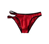 Générique Boxers Culotte Triangle Transparente en Respirante à Motif Jacquard pour Plus de Confort et de Maintien (Red, XL)