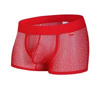 Générique Boxers Homme - sous Vetement Homme décontracté Solide Trou sous-vêtements Pantalon Nylon Culotte Confortable Boxeurs (Red M)