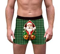 Générique Boxers sous-vêtements à thème avec imprimé Rennes et Flocons de Neige, Slips festifs, Doux, Confortables et Respirants pour Un Usage Quotidien (Green, XXL)