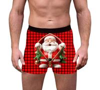 Générique Boxers sous-vêtements à thème avec imprimé Rennes et Flocons de Neige, Slips festifs, Doux, Confortables et Respirants pour Le Quotidien (Red, S)