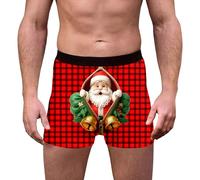 Générique Boxers sous-vêtements imprimés Flocons de Neige et Rennes, Slips Doux et Respirants pour Les fêtes, Ceinture élastique Confortable, idée Festive pour (Red, M)