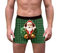 Générique Boxers sous-vêtements imprimés Flocons de Neige et Rennes, Slips Doux et Respirants pour Les fêtes, Ceinture élastique Confortable, idée Festive pour (Green, XXL)