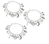 Générique Bracelet À Breloques Vintage Sur Le Thème De La Sorcellerie Pour Femme, Argent Antique, Bracelet Gothique Ajustable, Avec Des Breloques Représentant L'Arbre De Vie, La Lune, Le Soleil