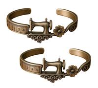 Générique Bracelet à motif machine à coudre, bijou vintage inspiré de la machine à coudre avec mètre ruban, pour couturière, quilteuse, tailleur et passionnée de couture (2pcs)