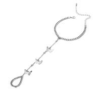 Générique Bracelet Bijoux Femmes Bijoux Ring Attached Hand Harness Chain Ring Bracelet For Women Girls Jonc Cadeau 4 Rhodonite Classique Bracelet (Silver, One Size)