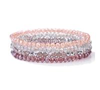 Générique Bracelet Boho pour Femmes, Bracelets en Cristal Bracelets en Perles Bracelet de perles en cristal Perles Multicolores sur Corde Élastique Cadeaux d'Anniversaire (Rose#2)