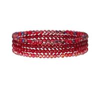 Générique Bracelet Boho pour Femmes, Bracelets en Cristal Bracelets en Perles Bracelet de perles en cristal Perles Multicolores sur Corde Élastique Cadeaux d'Anniversaire (Rouge)