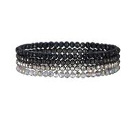 Générique Bracelet Boho pour Femmes, Bracelets en Cristal Bracelets en Perles Bracelet de perles en cristal Perles Multicolores sur Corde Élastique Cadeaux d'Anniversaire (Noir)