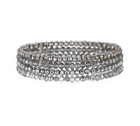 Générique Bracelet Boho pour Femmes, Bracelets en Cristal Bracelets en Perles Bracelet de perles en cristal Perles Multicolores sur Corde Élastique Cadeaux d'Anniversaire (Argent)