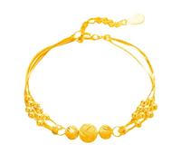 Générique Bracelet Bracelet Bracelet Bracelets Acier Bracelet For Female Students Fashionable And Versatile Carved Round Bead Hand Ornaments For Luck Message De Argent Quartz Bijoux (Gold, One Size)