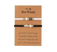 Générique Bracelet Breloques Perle Valentin Message Anneaux tissés en naturelle lumineuse et créative Jonc Acier Pour Phrases Anneaux (Black, One Size)