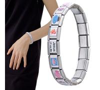 Générique Bracelet Charme Modulaire Italien | Bracelet Bijou En Acier Inoxydable Pour Homme | Charme de Poignet Réglable pour Voyage Plage Mariage Cocktail Fête Camping
