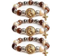 Générique Bracelet chrétien « Roi de Gloire » (thème cheval et foi) - Bracelet élastique avec verset et breloque croix (3pcs)