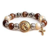 Générique Bracelet chrétien « Roi de Gloire » (thème cheval et foi) - Bracelet élastique avec verset et breloque croix (1pc)