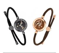 Générique Bracelet Connecté à Distance avec Charme Soleil et Lune, Vibrant et Lumineux, Chat Privé et Rappels d'Anniversaire, Noir et Or Rose