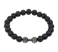 Générique Bracelet Couple Cadeau Oeil de Bracelet Lava Rock Stress Yoga Perles Réglable Aromathérapie Diffuseur D'huile Lava Pour Hommes Femmes (B, One Size)