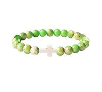 Générique Bracelet Croix Pour Homme Femme 8Mm Bracelet De Perles Élastique Fait Main Bijoux En Cristal De Guérison Naturelle Boho Trendy Guo Turquoise