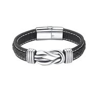 Générique Bracelet Cuir Femme, Bracelet En Corde Tressée Fait Main, Fermoir Magnétique, Bijoux En Cuir, Bijoux Vintage Avec Pochette, Cadeaux D'Anniversaire Pour Papa, Lui, Mari, Noir 19 Cm