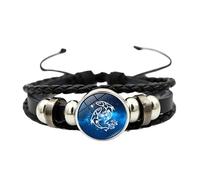 Générique Bracelet Cuir Femme, Bracelet En Cuir 12 Constellations Réglable Multicouche Tressé Signe Du Zodiaque Bijoux Avec Boutons Bijoux Astrologie Faits À La Main Cadeaux Pour Papa Lui Mari