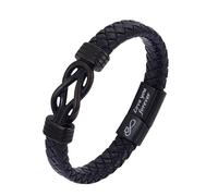 Générique Bracelet Cuir Femme, Bracelet En Cuir À Nœud Infini Avec Fermoir Magnétique Bijou De Manchette Tressé Torsadé Fait Main Avec Pochette Bijoux Viking Vintage Pour Papa Lui Mari 19Cm