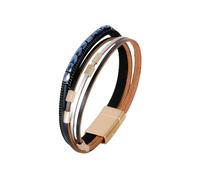 Générique Bracelet Cuir Femme, Bracelet En Cuir Et Cristal Pour Femme, Manchette Multicouche, Bijoux Bohèmes Faits À La Main Avec Pierres Précieuses Et Pochette, Cadeaux D'Anniversaire Pour Mei