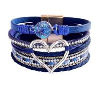 Générique Bracelet Cuir Femme, Bracelet En Cuir Multicouche Pour Femmes, Bracelet Manchette En Pierre Naturelle Avec Fermoir Magnétique, Bijoux En Cristal Faits À La Main, Cadeau Pour Femmes, Ad