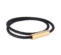 Générique Bracelet Cuir Femme, Bracelet En Cuir Tressé De 4 Mm Pour Femme, Double Couche Enroulé, Bijoux De Couple Avec Pochette, Cadeaux De Festival Pour Mari Ou Petit Ami, Noir, 41 Cm
