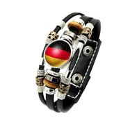 Générique Bracelet Cuir Femme, Bracelet En Cuir Tressé Multicouche, Manchette Réglable Avec Drapeau National, Bijoux De Football Avec Boutons Pression, Bijoux Vintage Faits À La Main, Cadeau Po