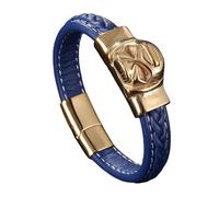 Générique Bracelet Cuir Femme, Bracelet En Cuir Tressé Pour Homme Avec Fermoir Magnétique. Bijou Manchette Fait Main Avec Breloque Tête De Mort. Bijou Gothique D'Halloween Pour Petit Ami Ou Mar