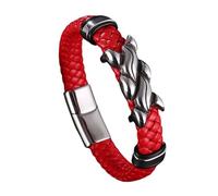 Générique Bracelet Cuir Femme, Bracelet En Cuir Véritable, Bijou Tressé Fait Main Avec Fermoir Magnétique, Style Punk Vintage Rouge, Cadeau D'Anniversaire Pour Lui, Petit Ami, Meille