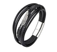 Générique Bracelet Cuir Femme, Bracelet En Cuir Véritable Pour Homme, Bijou Tressé Multicouche Fait Main Avec Fermoir Magnétique, Bijou Vintage Avec Pochette, Cadeau D'Anniversaire Pour Papa, L