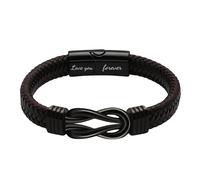 Générique Bracelet Cuir Femme, Bracelet Jonc En Cuir Tressé Avec Nœud Infini, Style Vintage, Bijou Pour Anniversaire, 19 Cm