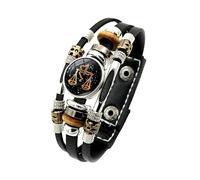 Générique Bracelet Cuir Femme, Bracelet Réglable En Cuir Avec Constellations Et Signes Du Zodiaque, Bijou Porte-Bonheur Fait Main, Idéal Pour L'Astrologie, Idéal Pour Femme Ou Homme.