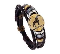 Générique Bracelet Cuir Femme, Bracelet Signe Du Zodiaque Réglable En Cuir Tressé Fait Main Bijoux Astrologique Avec Pochette Cadeaux D'Anniversaire Pour Papa Lui Mari Capricorne