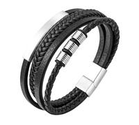 Générique Bracelet Cuir Femme, Bracelet Tressé Fait Main Avec Fermoir Magnétique Multi-Brins En Cuir Vintage Large Créatif Bijoux Père Argent