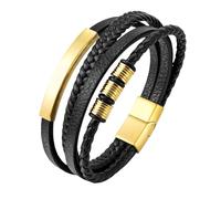 Générique Bracelet Cuir Femme, Bracelet Tressé Torsadé En Cuir Multi-Brins, Style Vintage, Large, Bijou Pour Père, Pour Anniversaire, Doré