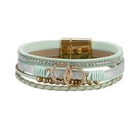 Générique Bracelet Cuir Femme, Bracelets Boho Wrap En Cuir Doré Avec Perles, Bijoux Empilables, Bijoux Infinity Avec Fermoir, Accessoires En Pierres Précieuses, Cadeaux D'Anniversaire Pour Femme