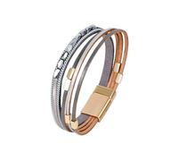 Générique Bracelet Cuir Homme, Bracelet En Cuir Et Cristal Pour Femme, Manchette Multicouche, Bijoux Bohèmes Faits Main Avec Pierres Précieuses Et Pochette, Cadeau D'Anniversaire Pour Meilleure
