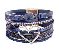 Générique Bracelet Cuir Homme, Bracelet En Cuir Multicouche Pour Femmes, Bracelet Manchette En Pierre Naturelle Avec Fermoir Magnétique, Bijoux En Cristal Faits À La Main, Cadeau Pour Femmes, Ad