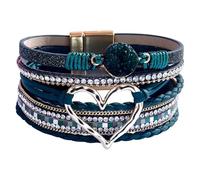 Générique Bracelet Cuir Homme, Bracelet En Cuir Multicouche Pour Femmes, Bracelet Manchette En Pierre Naturelle Avec Fermoir Magnétique, Bijoux En Cristal Faits À La Main, Cadeau Pour Femmes, Ad