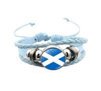 Générique Bracelet Cuir Homme, Bracelet En Cuir Réglable Avec Drapeau National, Corde Tressée Multicouche, Bijoux De Football Avec Boutons-Pression, Bijoux Vintage Faits À La Main, Cadeau Pour