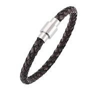 Générique Bracelet Cuir Homme, Bracelet En Cuir Tressé Fait Main Avec Fermoir Fin Tissé Vintage Créatif Charmant Bijoux Pour Femmes Hommes Gris 19,5 Cm