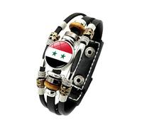 Générique Bracelet Cuir Homme, Bracelet En Cuir Tressé Multicouche, Bijoux De Football Réglables Avec Boutons Pression, Bijoux De Croyance Faits À La Main, Cadeau Pour Femmes Et Hommes Syrie