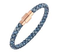 Générique Bracelet Cuir Homme, Bracelet En Cuir Tressé Pour Homme 6 Mm, Bijou Manchette Tissé À La Main Avec Fermoir Magnétique, Bijou Vintage Avec Pochette, Cadeau De Festival Pour Mari Ou Pe