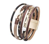 Générique Bracelet Cuir Homme, Bracelet Nœud Infini Pour Femme, Manchette En Cuir Léopard Avec Fermoir Magnétique, Bijoux Empilables En Perles Bohèmes, Cadeaux D'Anniversaire Pour Femmes Et Fi
