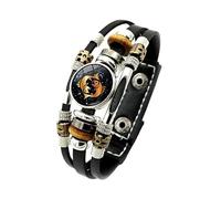 Générique Bracelet Cuir Homme, Bracelet Réglable En Cuir Avec Constellations Et Signes Du Zodiaque, Bijou Porte-Bonheur Fait Main, Idéal Pour L'Astrologie, Idéal Pour Femme Ou Homme, Signe Du Z