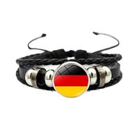Générique Bracelet Cuir Homme, Bracelet Tressé Drapeau National Pour Homme Réglable En Cuir Multicouche, Bijoux De Football Avec Boutons Pression, Vintage, Fait À La Main, Charmant, Cadeau Pour