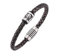 Générique Bracelet Cuir Homme, Bracelet Tressé En Cuir Véritable Pour Femme, Style Vintage Viking, Avec Boucle, Fait À La Main, Squelette, Cadeau Pour Papa, Lui, Mari, Gris, 19,5 Cm