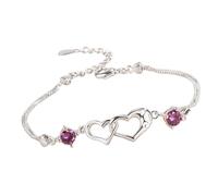 Générique Bracelet Cœur en Argent | Bracelet Femme Réglable en Forme de Cœur | Accessoire Fille Pour Noël Demoiselle d'Honneur Fête des Mères Petite Amie Saint-Valentin